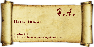 Hirs Andor névjegykártya